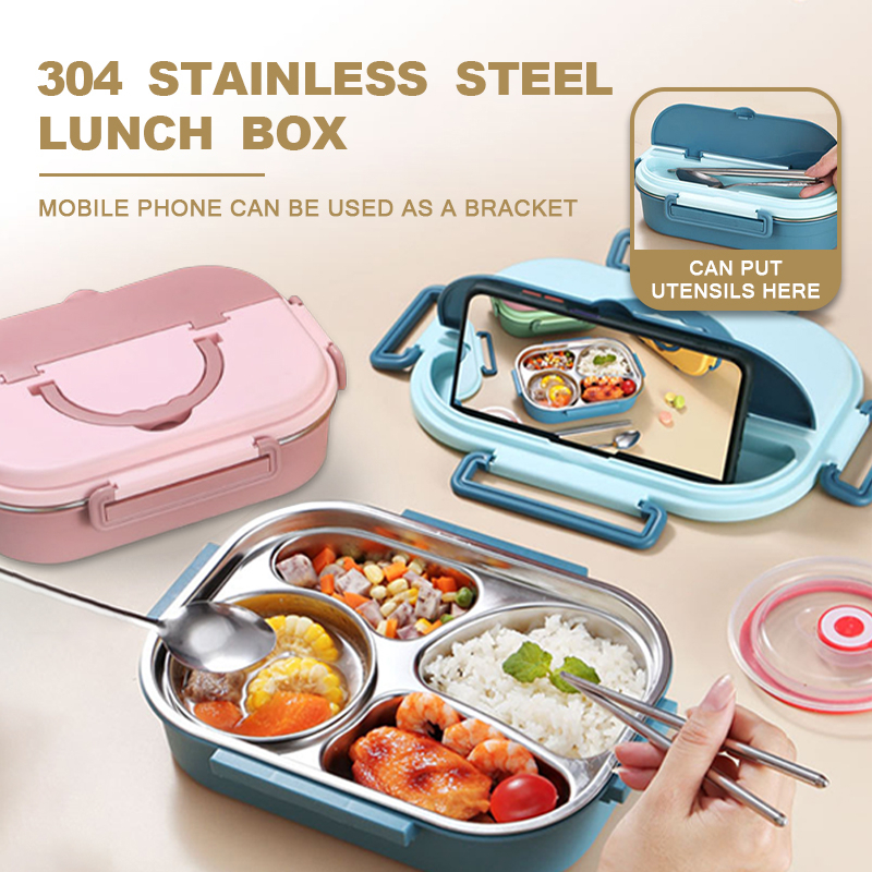 304 Stainless Steel Insulated Lunch Box With Soup Bowl Leak-Proof Bento ...