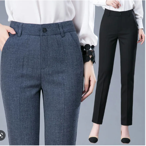Women Pants skinny Slacks Black slim fit High Waist Office slacks(S-XXL)  not stretch pants