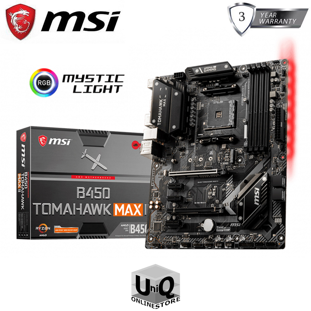 MSi AMD B450 Chipset Gaming Motherboard B450 TOMAHAWK MAX II, Flash