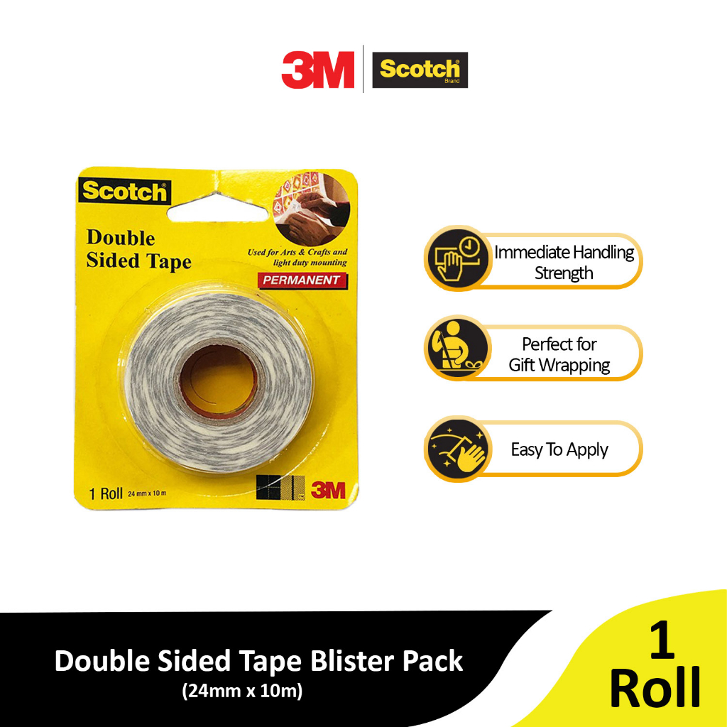 3M Scotch Double Sided Tape Blister Pack 9075, 24MMx10M [MSDS2410
