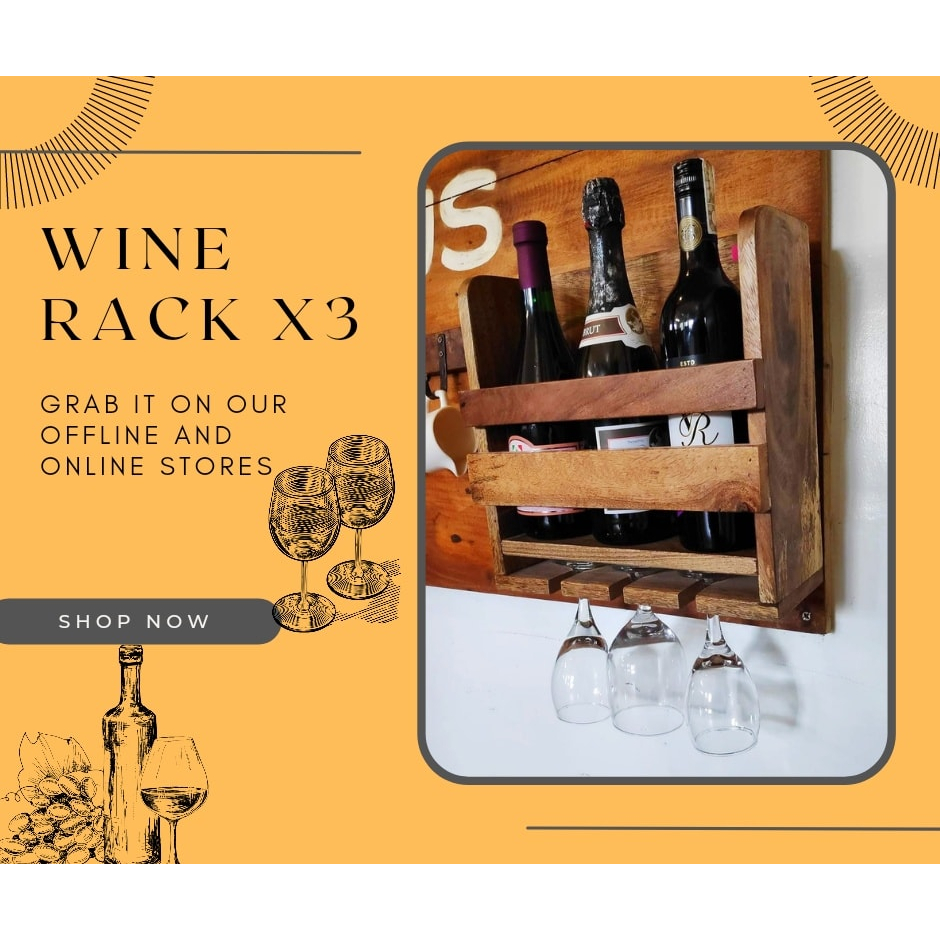 Solid Wood Wine Rack x3 | Shopee Philippines