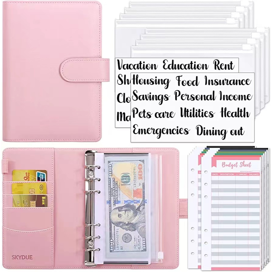 A6 Photocard Binder Total 27pcs Budget Money Organizer Wallet Book Type School File Organizer 