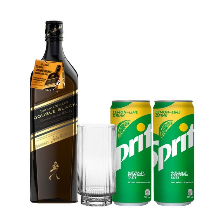 Johnnie Walker Double Black Label 1L with Necker, FREE 1pc. Highball
