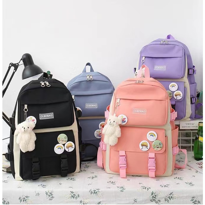 JNK #H605 Korean Style Student Canvas Backpack Large-Capacity Fashion ...