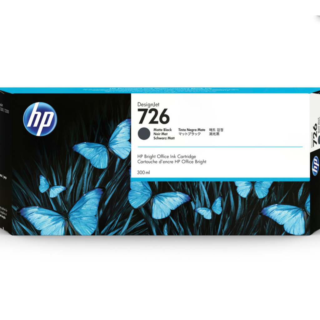 HP ink 726 (300-ml) Matte Black DesignJet Original Ink Cartridge ...