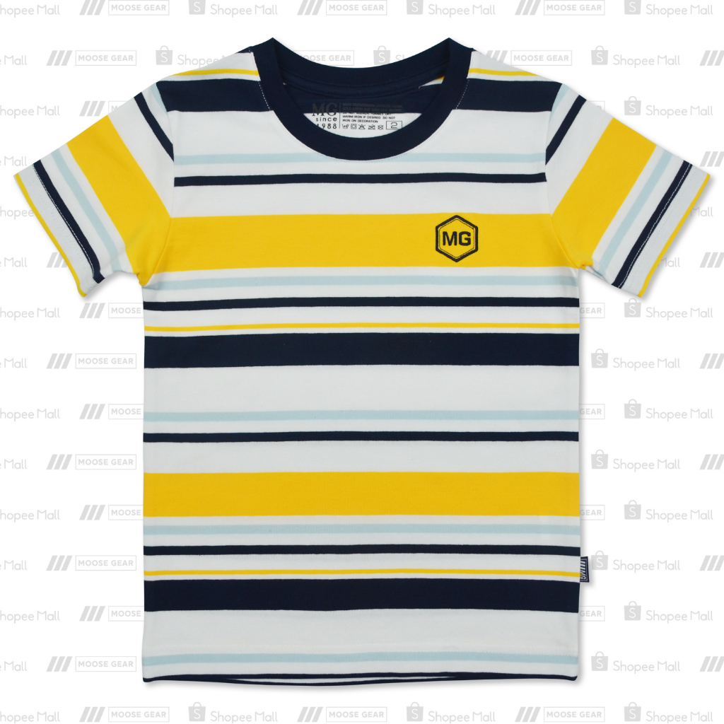 Moose Gear Butter Cut Yellow Combi Striped T-Shirt with Embro details ...