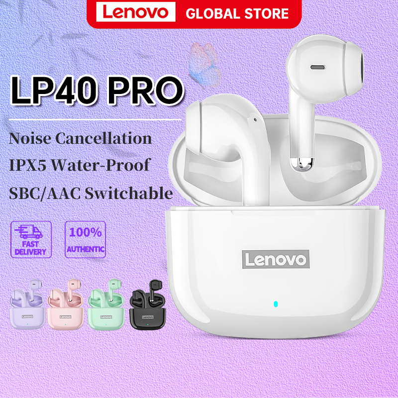 Lenovo LP40 Pro TWS Earbuds Bluetooth 5.1, 5H Playtime, Waterproof ...