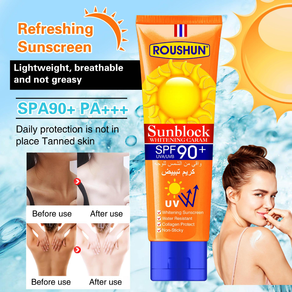 Spf90 Whitening Sunscreen Faceandbody Sunblock Cream Uv Protection Waterproof Non Sticky Skin 6870