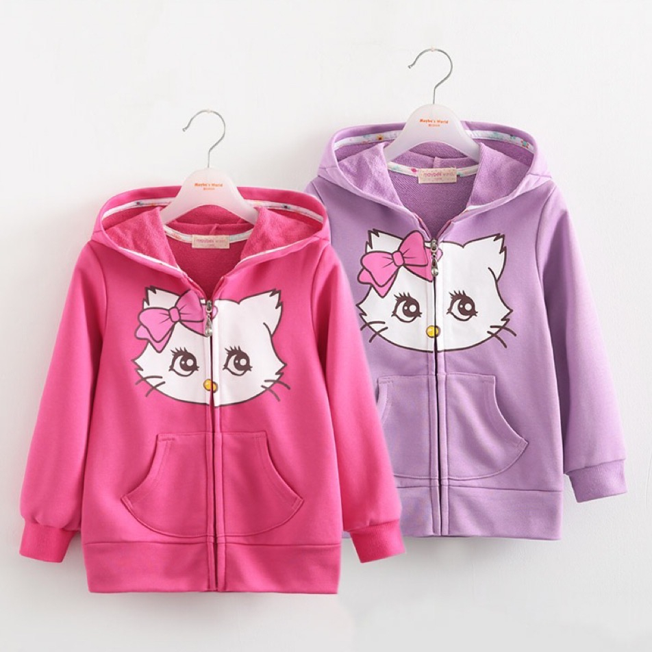 Kids Apparels Hoodie Jacket with Zipper for Girl Cute Design 2 10 yrs old