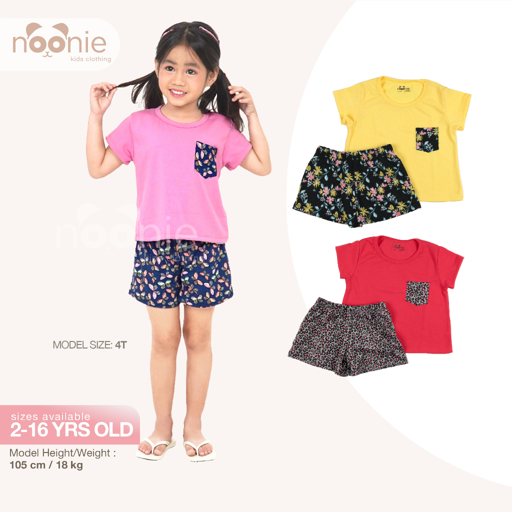 Noonie Girls Terno (216Y) Cotton Crop Top & short Shorts Set
