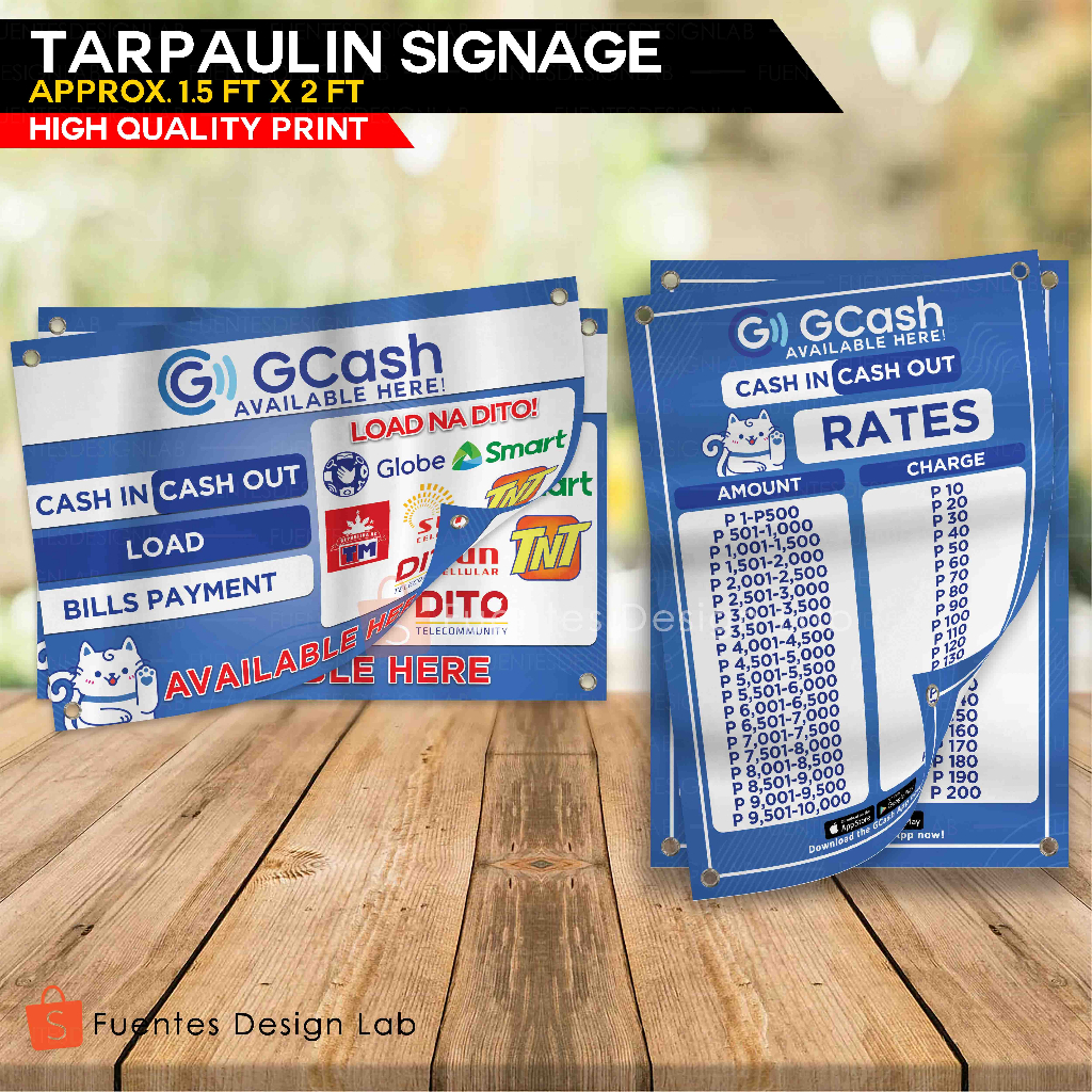 2pcs GCASH Business Tarpaulin | GCASH In/Out Tarpaulin Signage | Load ...