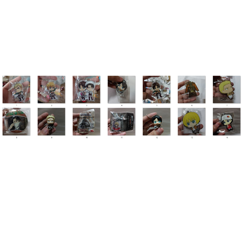 ASSORTED ATTACK ON TITAN SHINGEKI NO KYOJIN RUBBER KEYCHAINS PINS