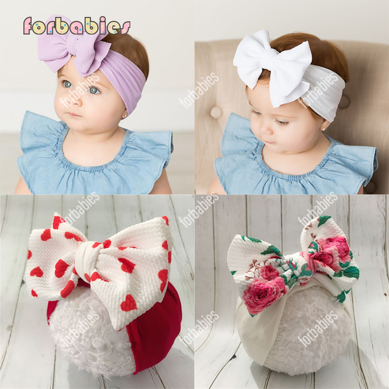 Headband for baby girl soft elastic big bow nylon hairband Newborn ...