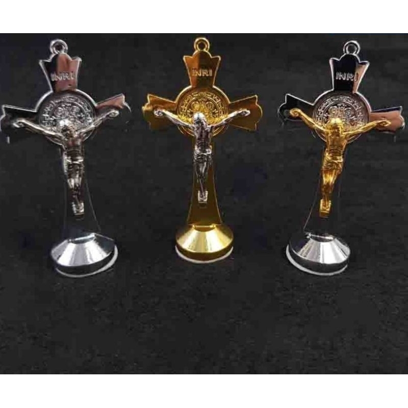 Standing Benedictine Cross (3 inches) for Car/Mini Altar/ Personal Use ...