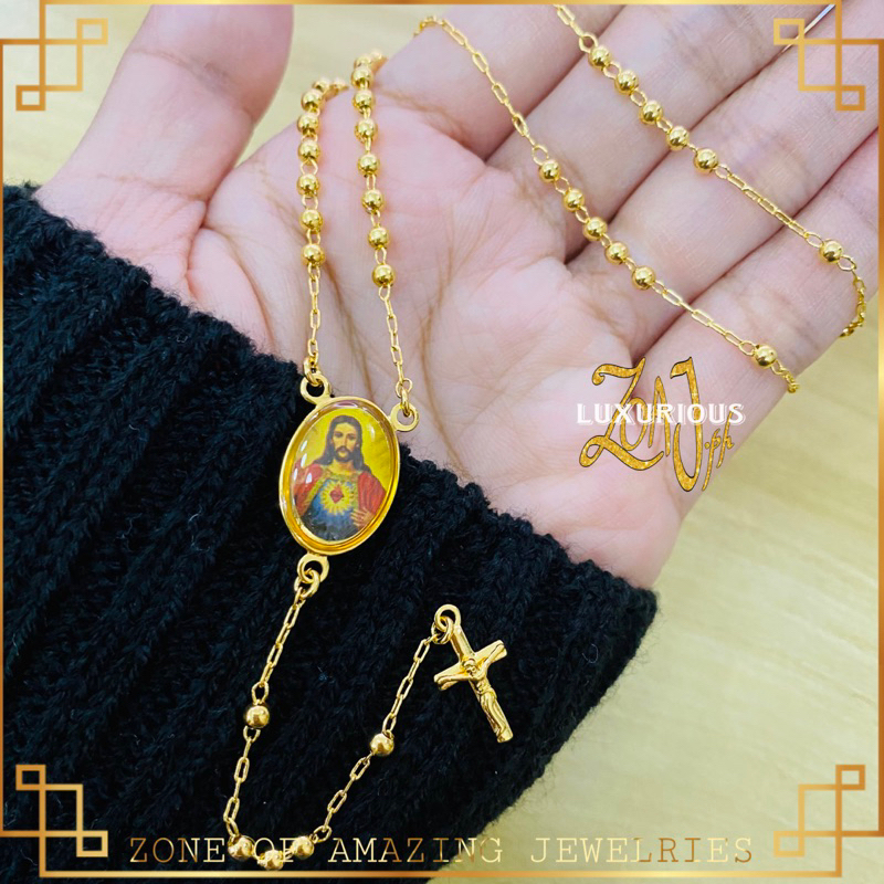 zoaj.ph 18KGP Rosary Papa Jesus / Mama Mary Image | Shopee Philippines