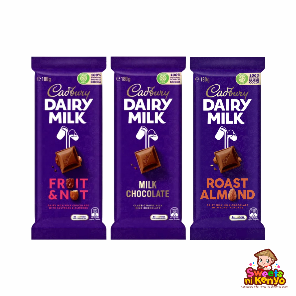Cadbury Australia Milk Chocolate Bar / Roast Almonds / Fruits & Nuts