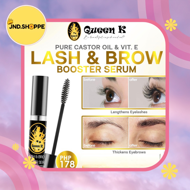 Lash and Brow Booster Serum Queen K Castor Oil Lash Grower Shopee