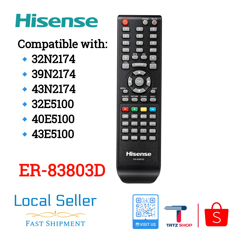 Hisense ER83803D New Original Remote for Hisense 32N2174 39N2174