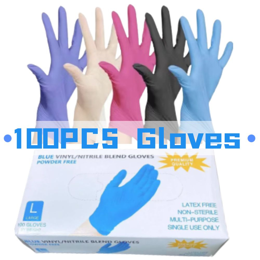 100PCS Vinyl/Nitrile gloves Blend Food Grade Gloves Disposable Gloves latex gloves Tattoo gloves