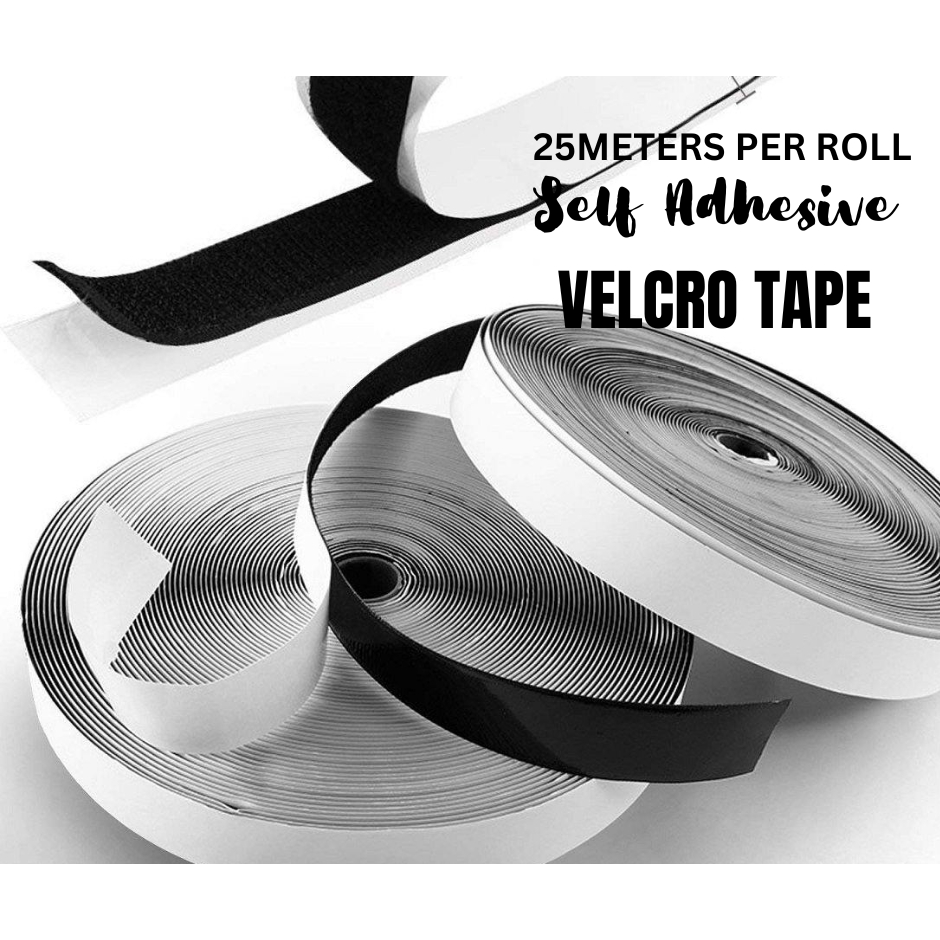 25 Meter roll of Self Adhesive Velcro Tape Strong sticky Glue(25M Loop