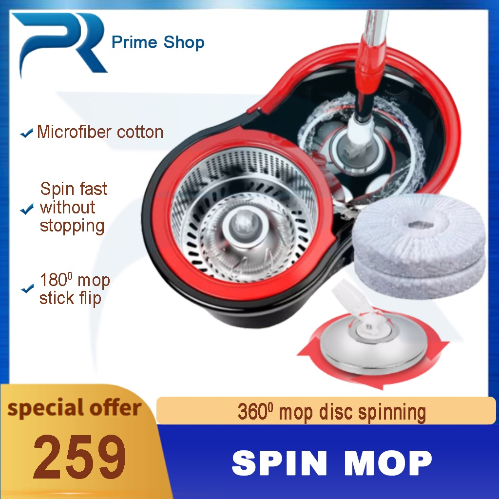 Spin Mop with Stainless steel spiral bucket 360 tornado Rotary mops Wet and Dry Strong load