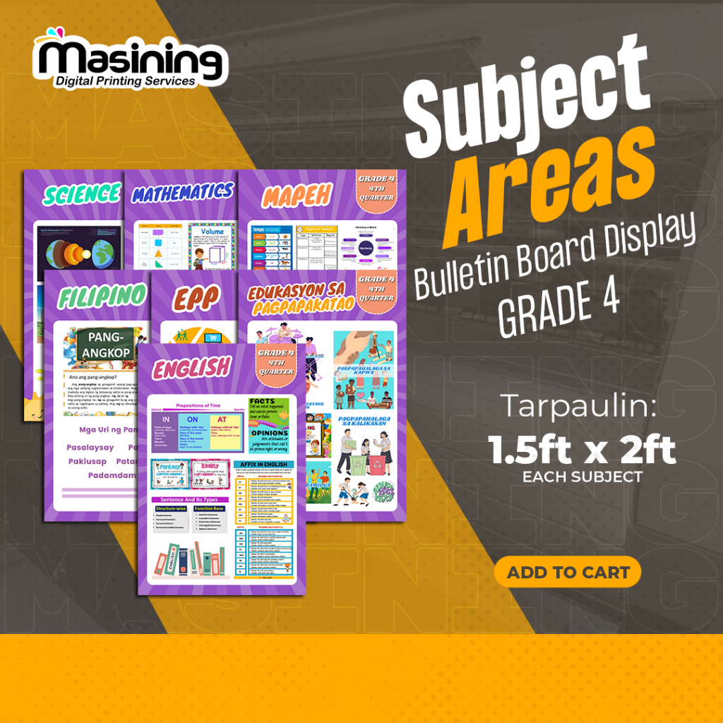 Subject Areas GRADE 4 Bulletin Board Display Tarpaulin 1.5ft x 2ft