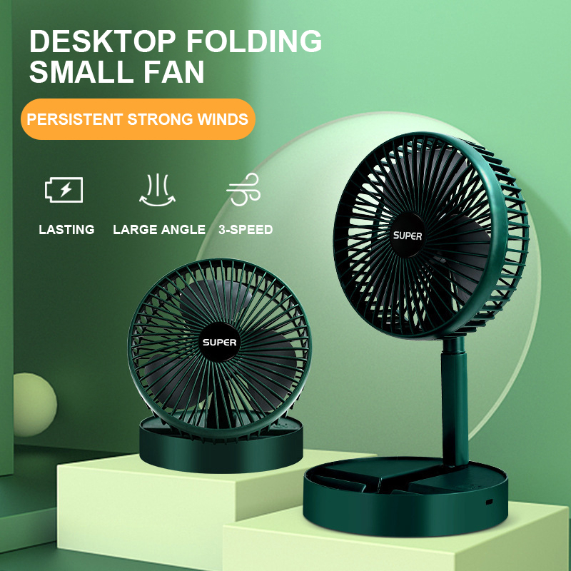 Desk Electric Fan Small Flding Fan With Usb Charging Retractable 3Speed Portable Mini Fan