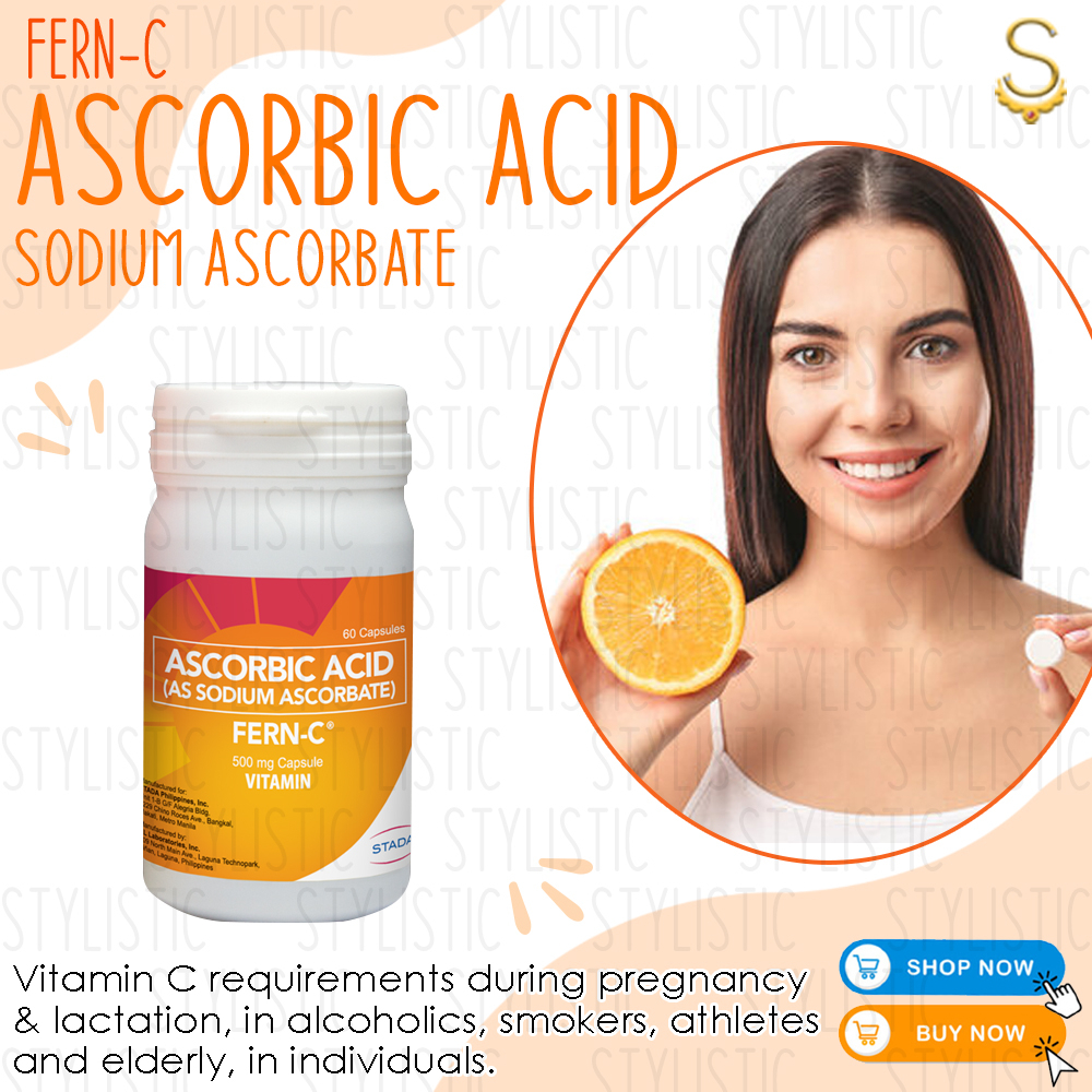 Fern C Ascorbic Acid as Sodium Ascorbate ( 500mg ) 60Capsules Non Acidic Vitamin C, Immune