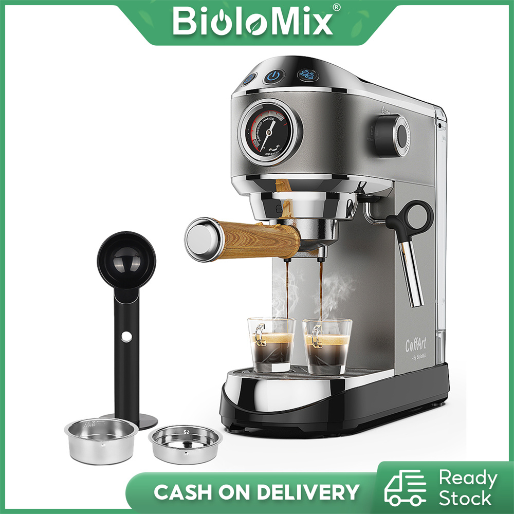 BioloMix 20 Bar Semi Automatic Powder Coffee Machine,with Milk Steam Frother Wand, for Espresso