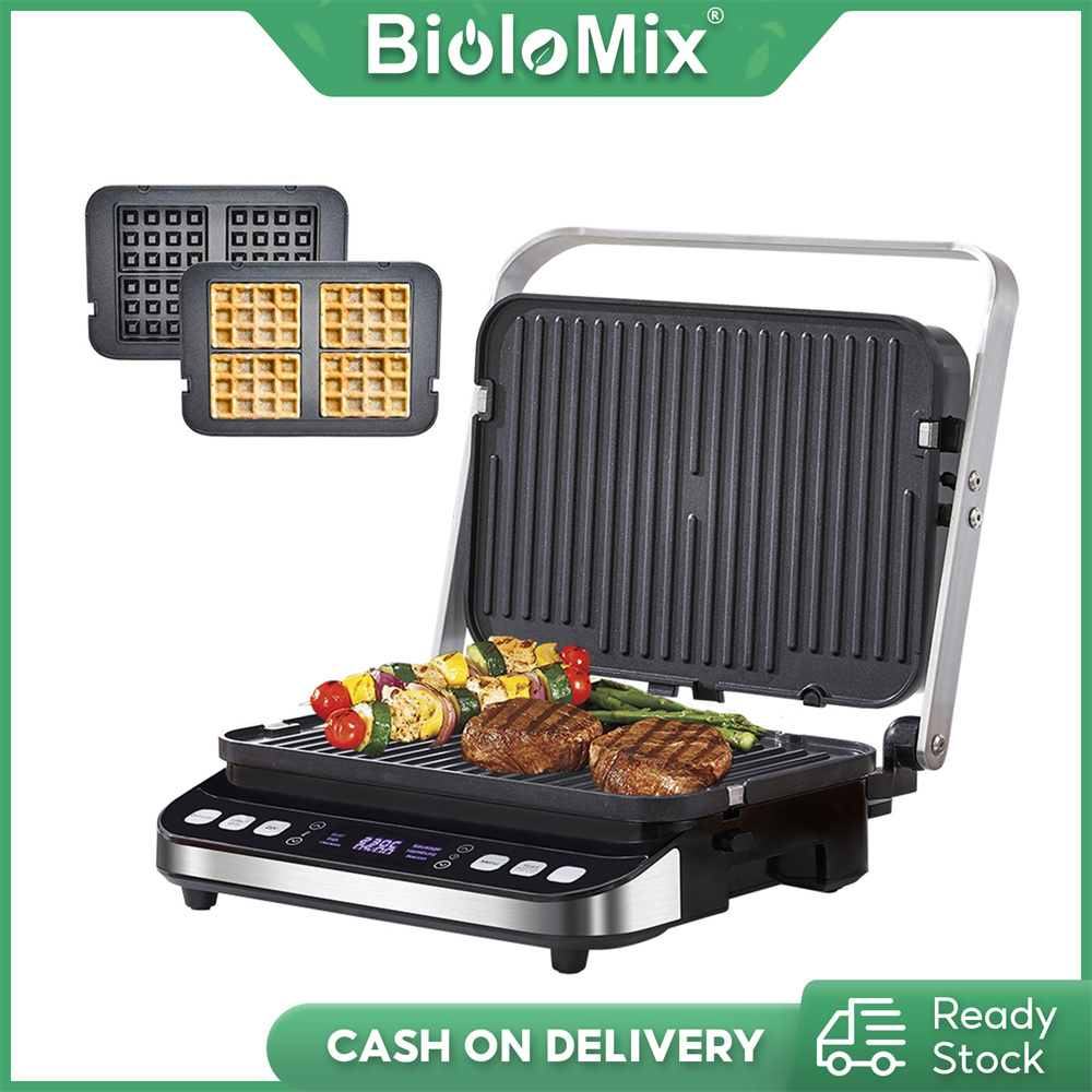 BioloMix 2000W Electric Contact Grill Digital Griddle and Panini Press ...
