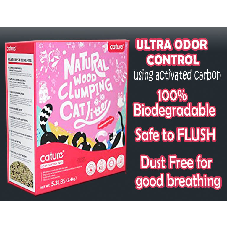Cature Natural Wood Clumping CAT LITTER (ODOR CONTROL) 6L Shopee