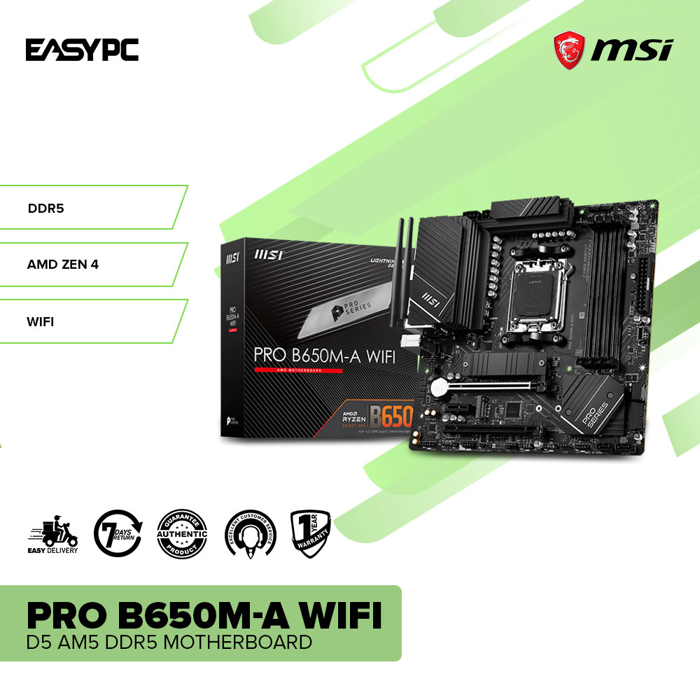 EasyPC| MSI PRO B650M-A wifi D5 AM5 DDR5 Gaming Motherboard| mATX ...