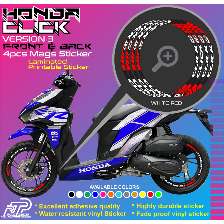 Honda Click V3 Mags Sticker Decals Pair Front And Back Shopee Philippines