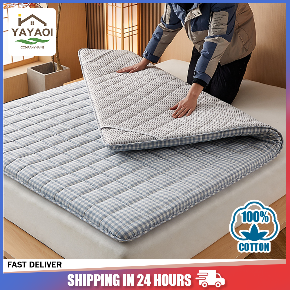 100 Cotton Mattress Pad Foldable Mattress Topper Soft Thick