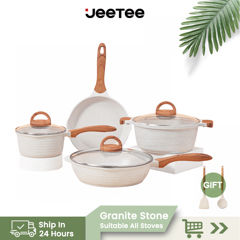 JEETEE Non Stick Cookware Set 3/4PCS Set Pans and Pots With Gift kawali