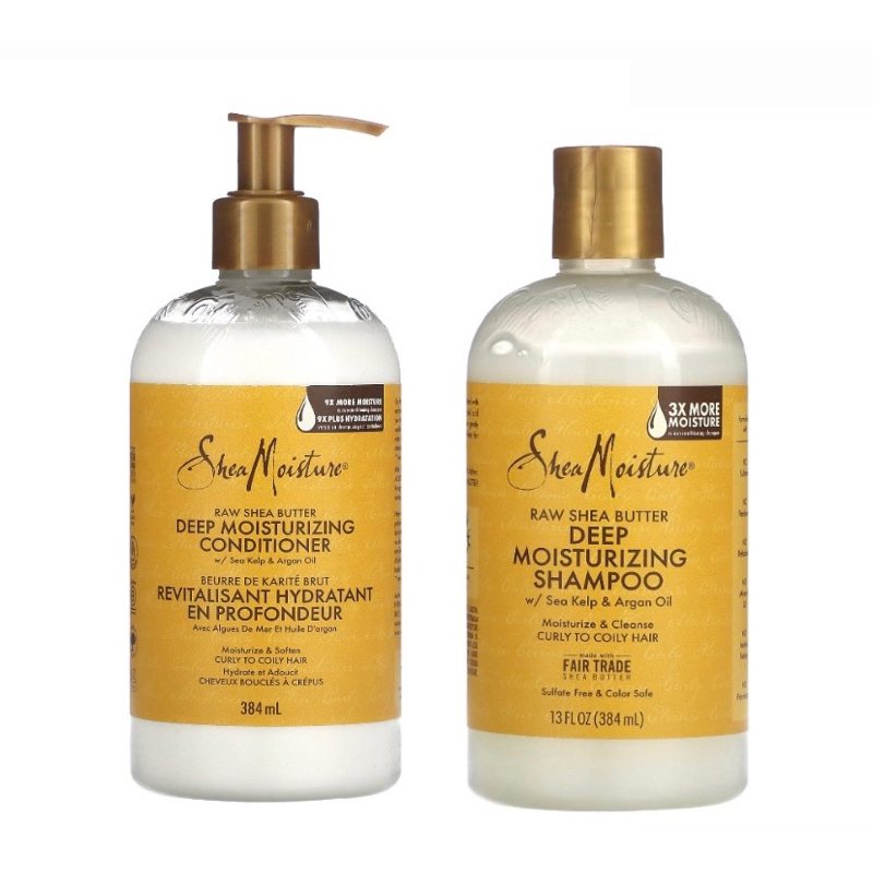 Authentic Shea Moisture Raw Shea Butter Shampoo Conditioner Sea Kelp Argan Oil Curly To Coily