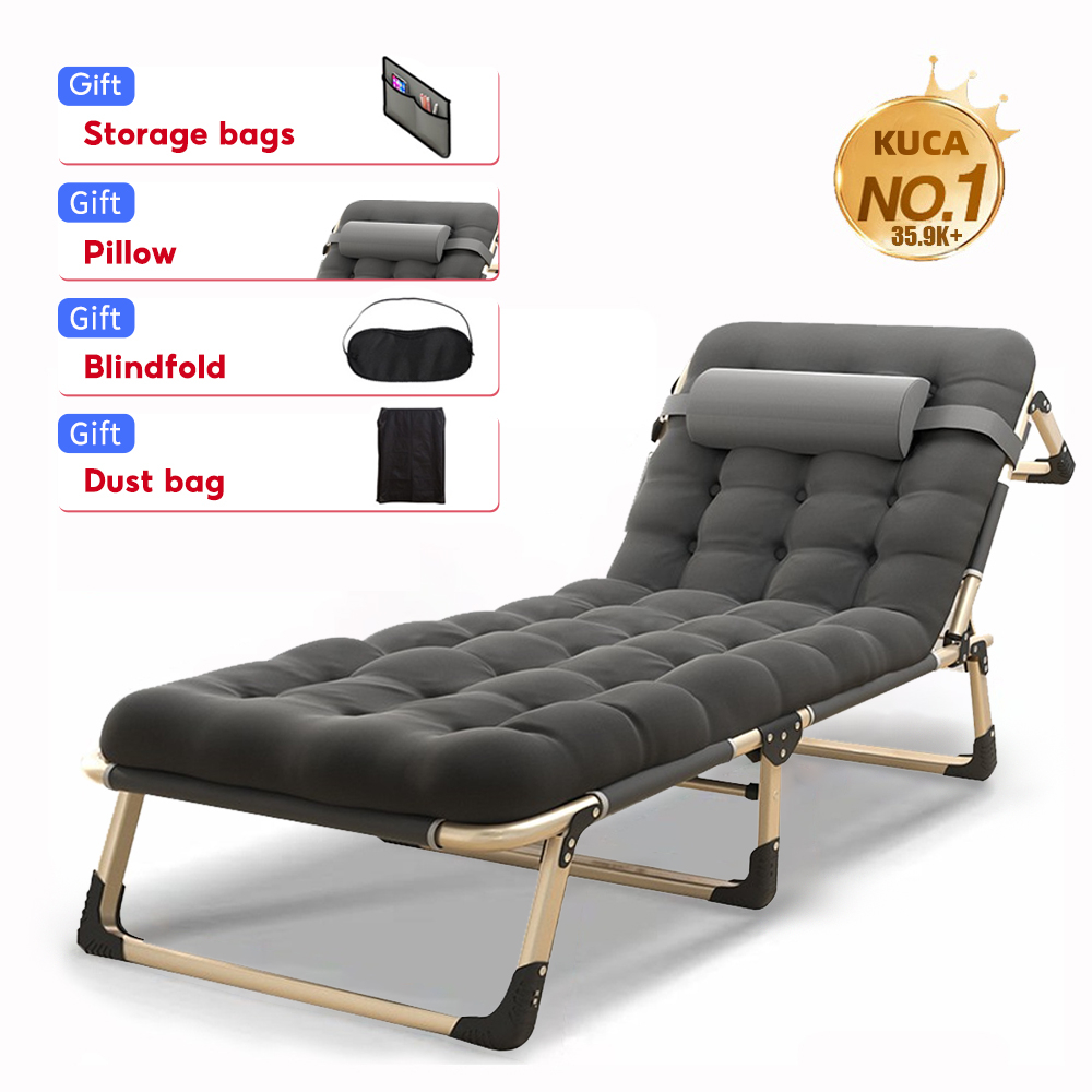 KUCA Folding Bed Outdoor Recliner Oxford Cloth With Mattress 300kg Load ...