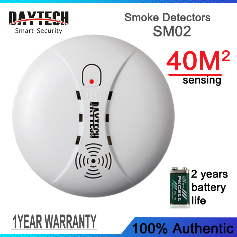 DAYTECH Independent Smoke Detector Sensor Fire Alarm Detector Battery ...