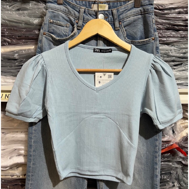 DEAR CLOSET | Zara Puff Sleeve Croptop | Shopee Philippines