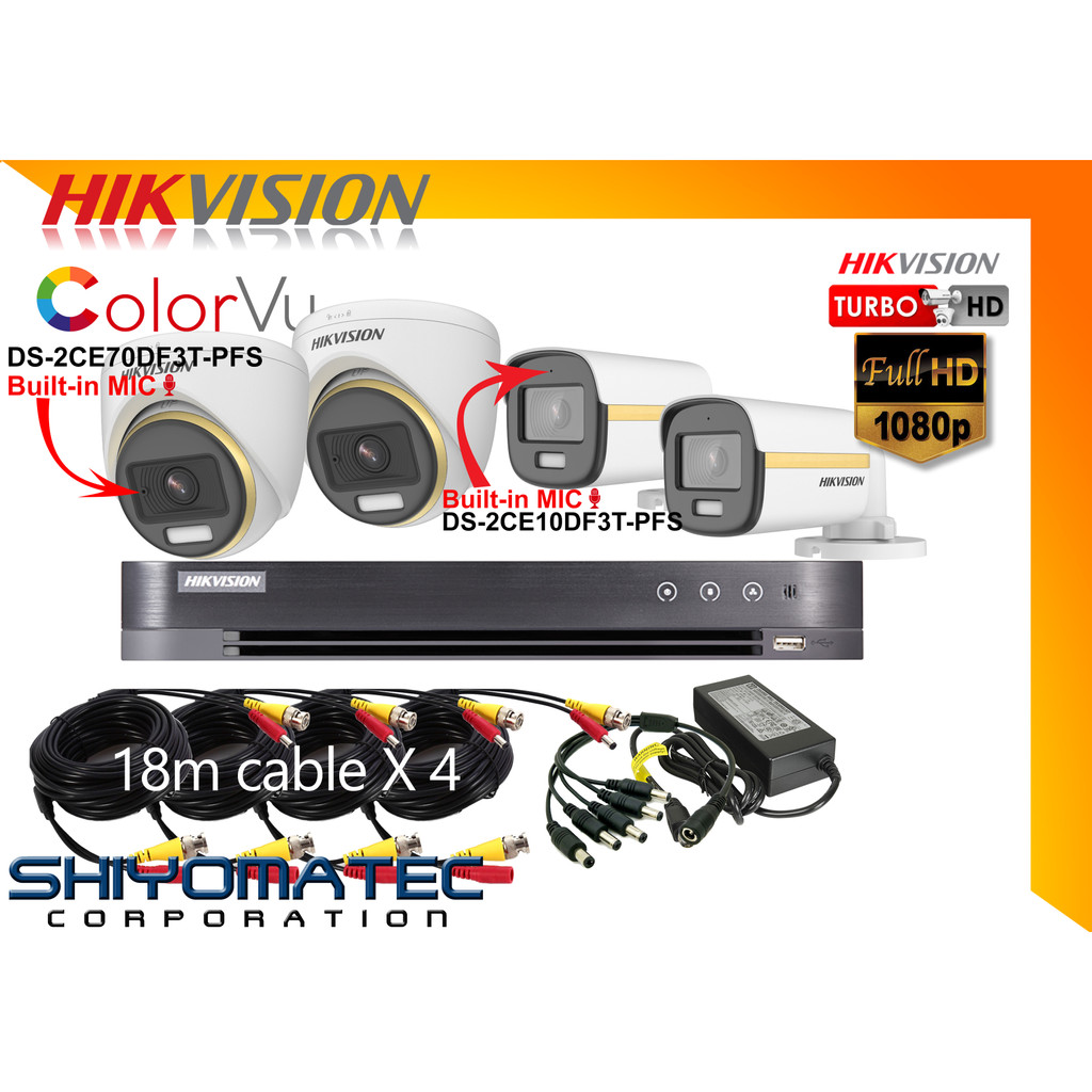 HikVision 4 Channel ColorVu Audio Package 2mp with 2 bullet, 2 dome ...