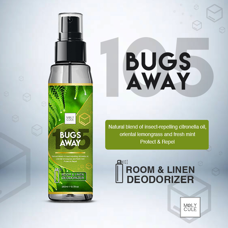 MOLYCULE Bugs Away Room & Linen Deodorizer Room Spray Home Hotel Scent ...