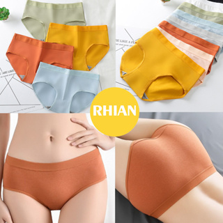 Women Mid Waist Solid Color Ribbed Cotton File Sexy Breathable Seamless Briefs  Panties Seamless Underwear for Women Pack Orange at  Women's Clothing  store