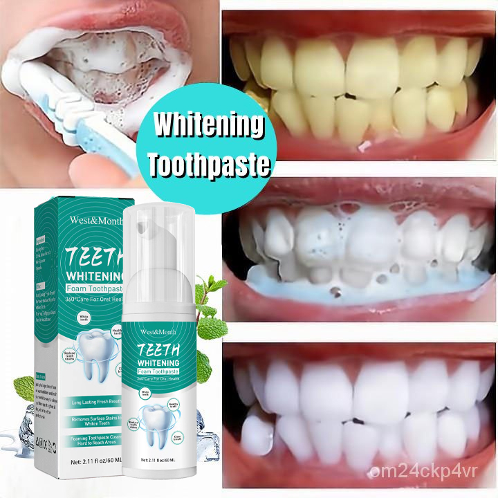west&month Teeth Whitening Mousse Toothpaste Remove Plaque Oral Odor