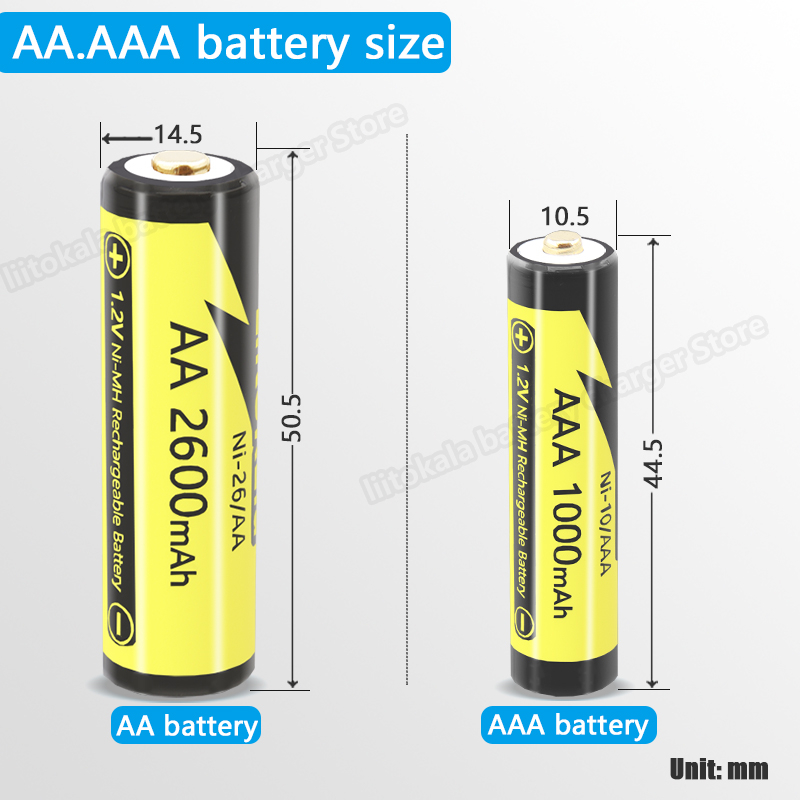 1PC Liitokala 1.2V AA 2600mAh AAA 1100mAh Ni-MH Rechargeable battery ...