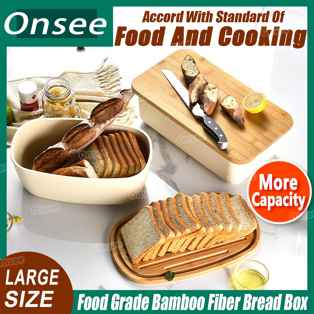Bread Box With Lid Food Storage Bread Bin Wooden Cutting Board Bread ...