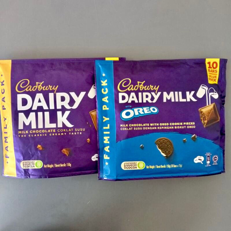 Cadbury Dairy Milk Family Pack 150g (Milk Chocolate/Milk Chocolate With Oreo Cookies/Choc Chips