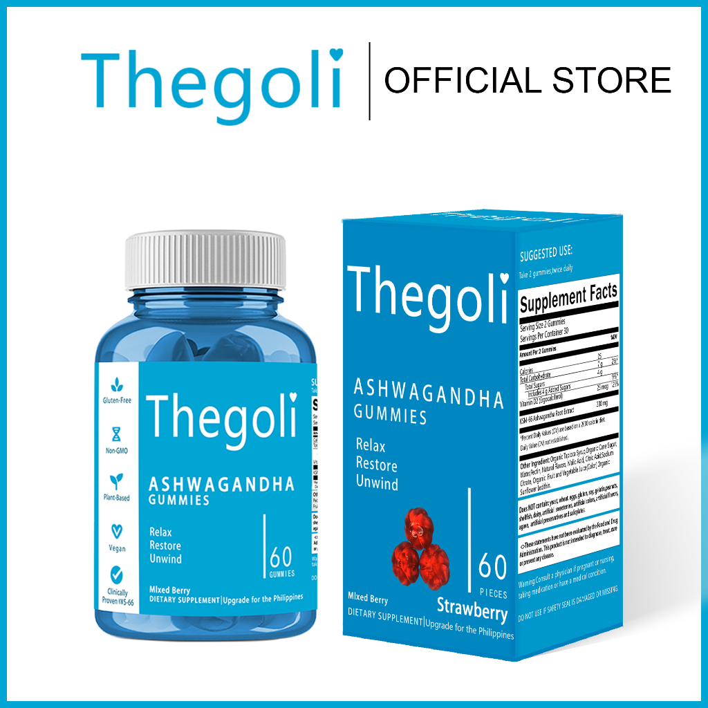 Thegoli Ashwagandha & Vitamin D 60 Gummies Mixed Berry, KSM66, Vegan