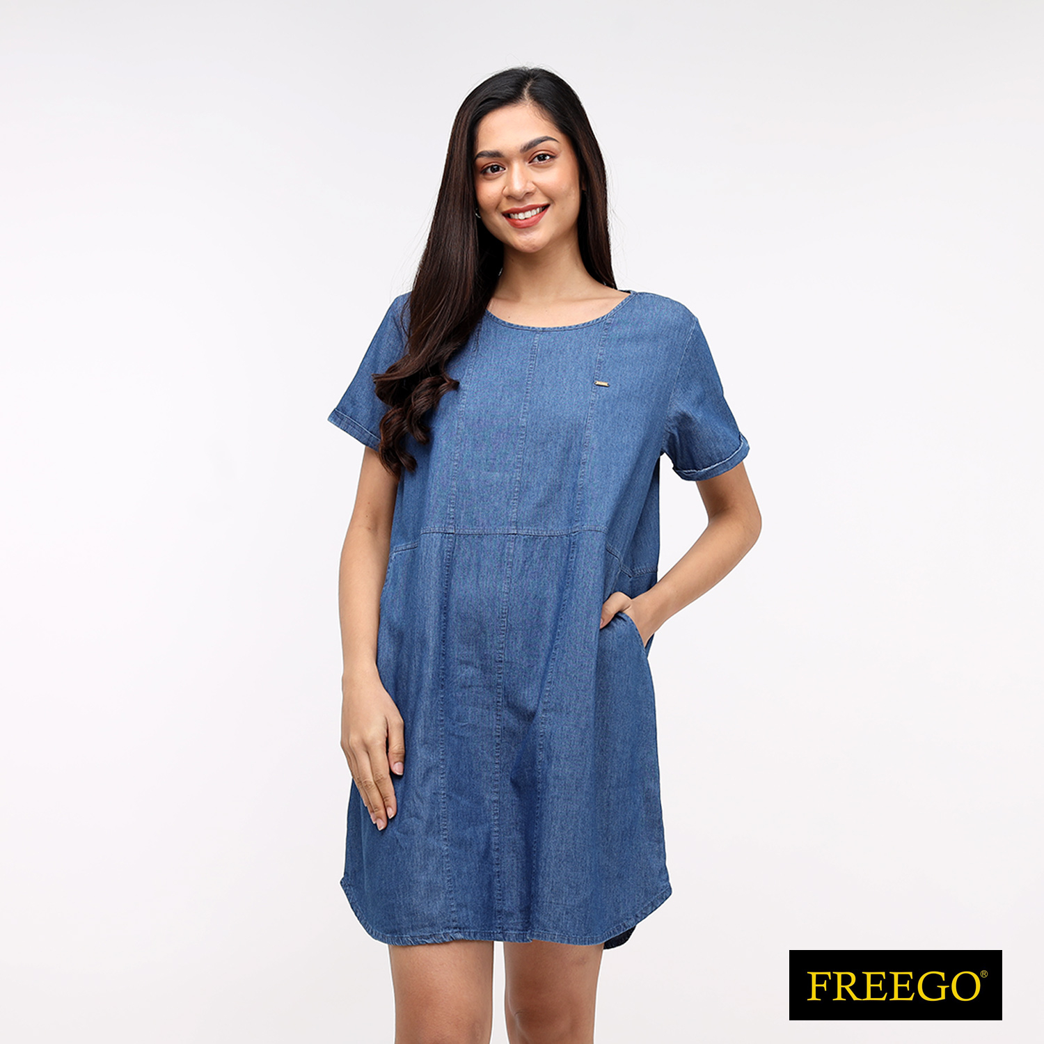 freego denim dress Free Heaven Two Color Denim Dress