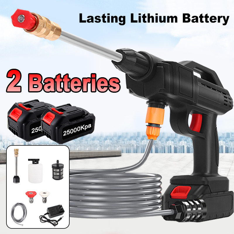 Cordless Portable High Pressure Washer 2 batteries 3 types of water ...
