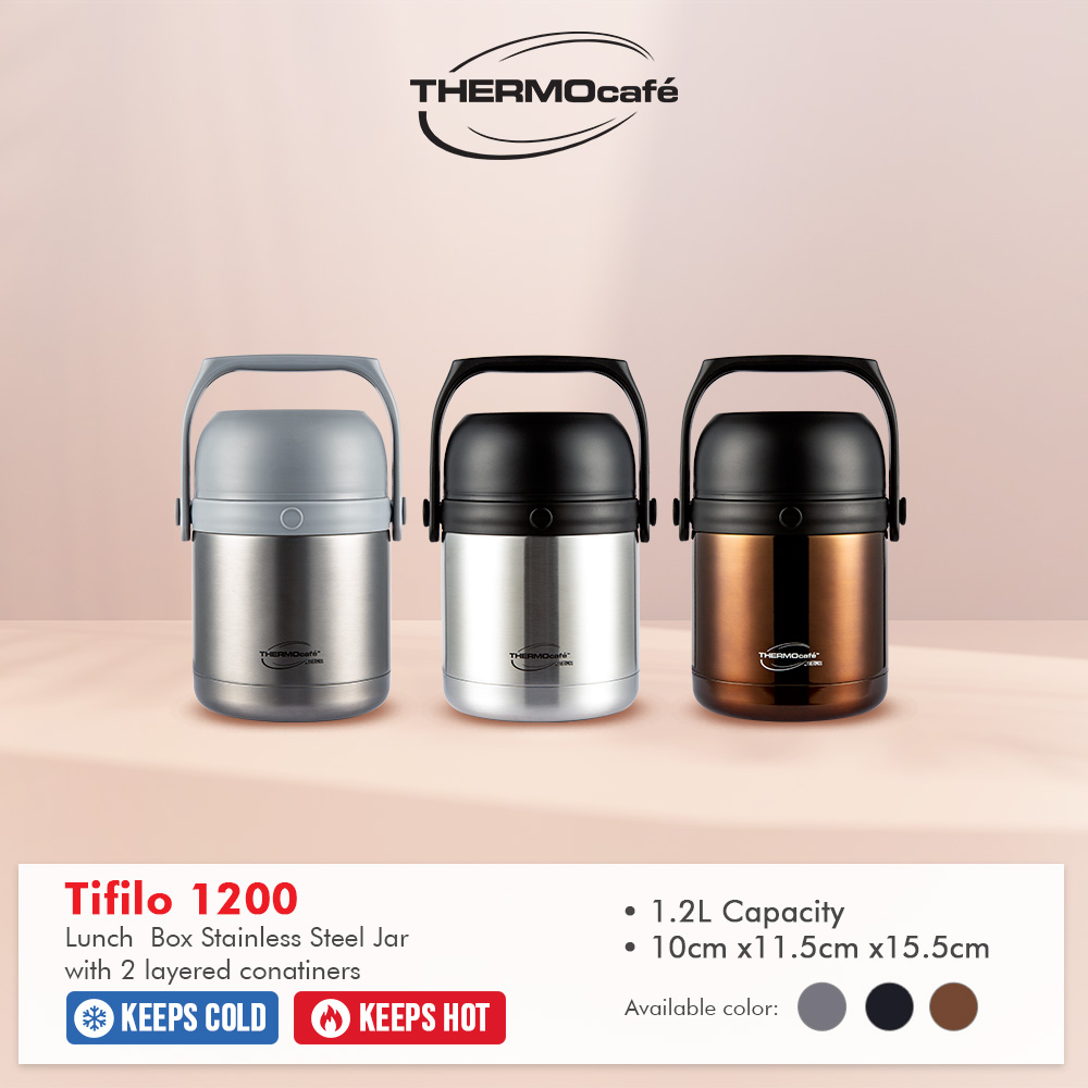 Thermocafe Lunch Box Steel Jar 1.2 with layered container Tifilo 1200